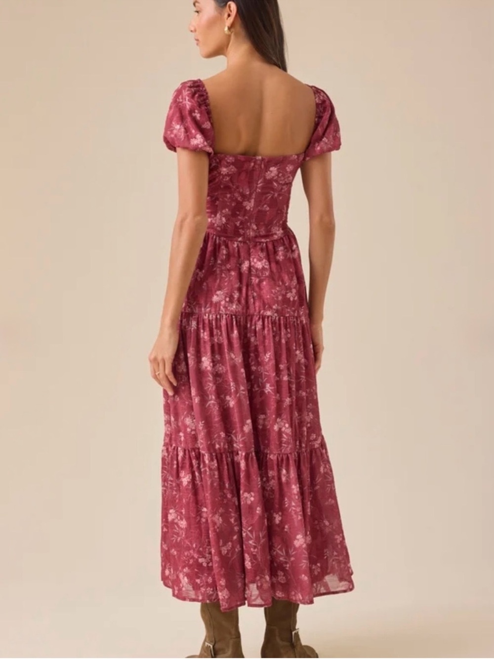 Altar’d State Junie Floral Maxi Dress Burgundy S NWT - Picture 7 of 12
